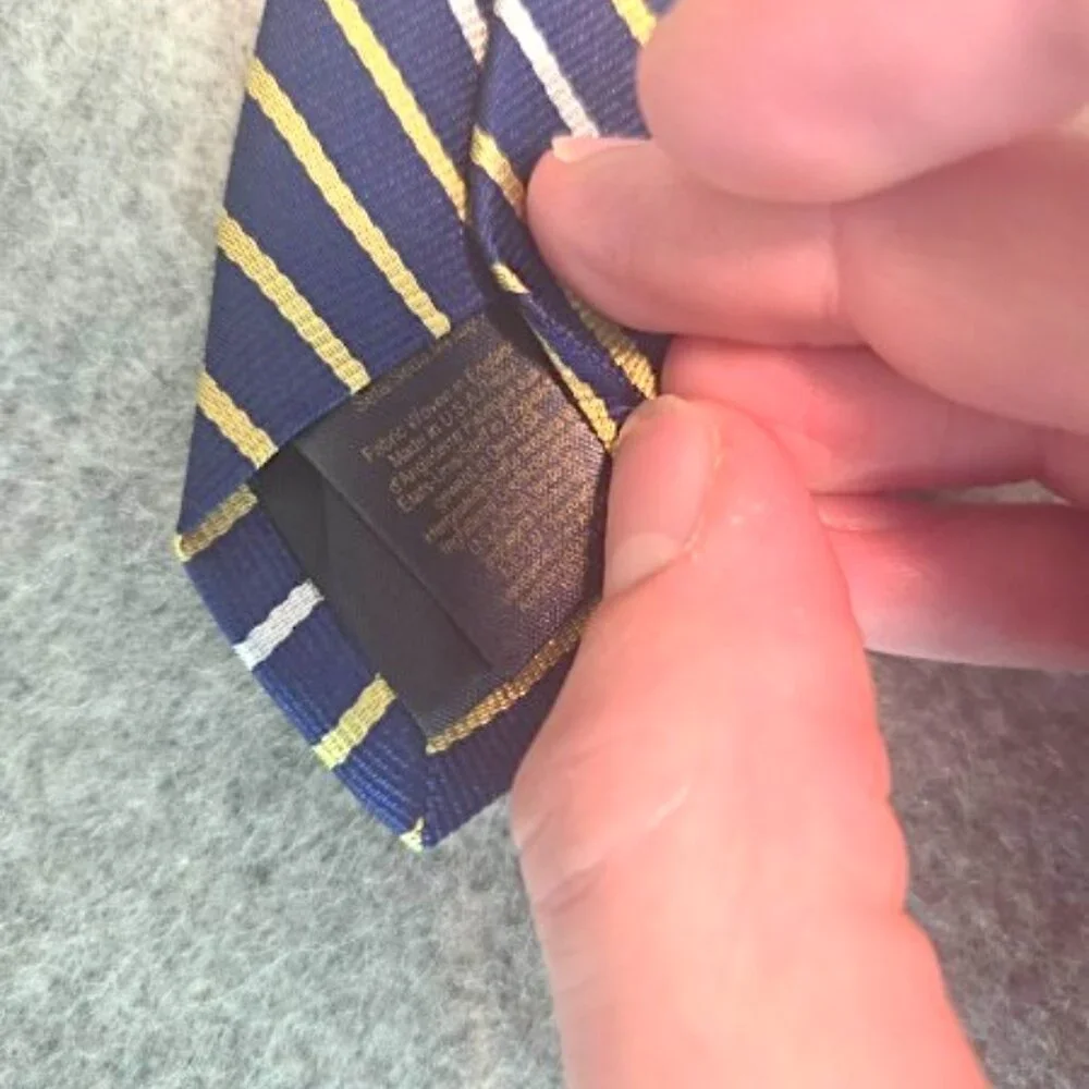 Brooks Brothers Blue Rep Tie with Gold and White Stripes (3.15